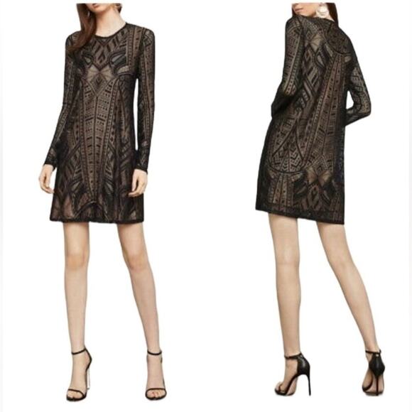 BCBGMaxAzria Natyly Black Lace Swing Dress Dress Size Small Art Deco Whimsigoth - Picture 1 of 9